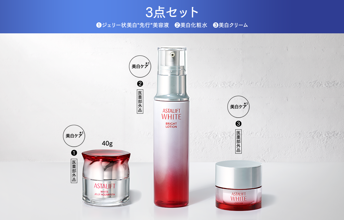 3点セット ❶ジェリー状美白“先行”美容液 ❷美白化粧水 ❸美白クリーム