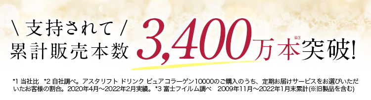 支持されて累計販売本数3,400万本突破