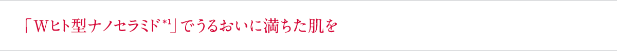 「Wヒト型ナノセラミド＊1」でうるおいに満ちた肌を
