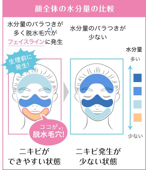 顔全体の水分量の比較