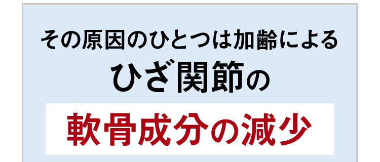 その原因のひとつは加齢によるひざ関節の軟骨成分の減少