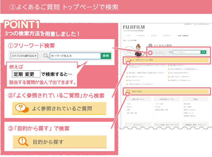 (2)よくある質問トップページで検索