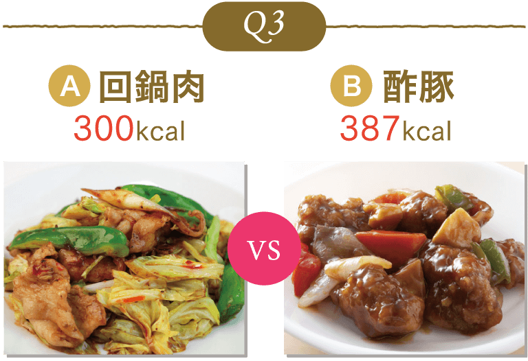 回鍋肉(300kcal)VS酢豚(387kcal)