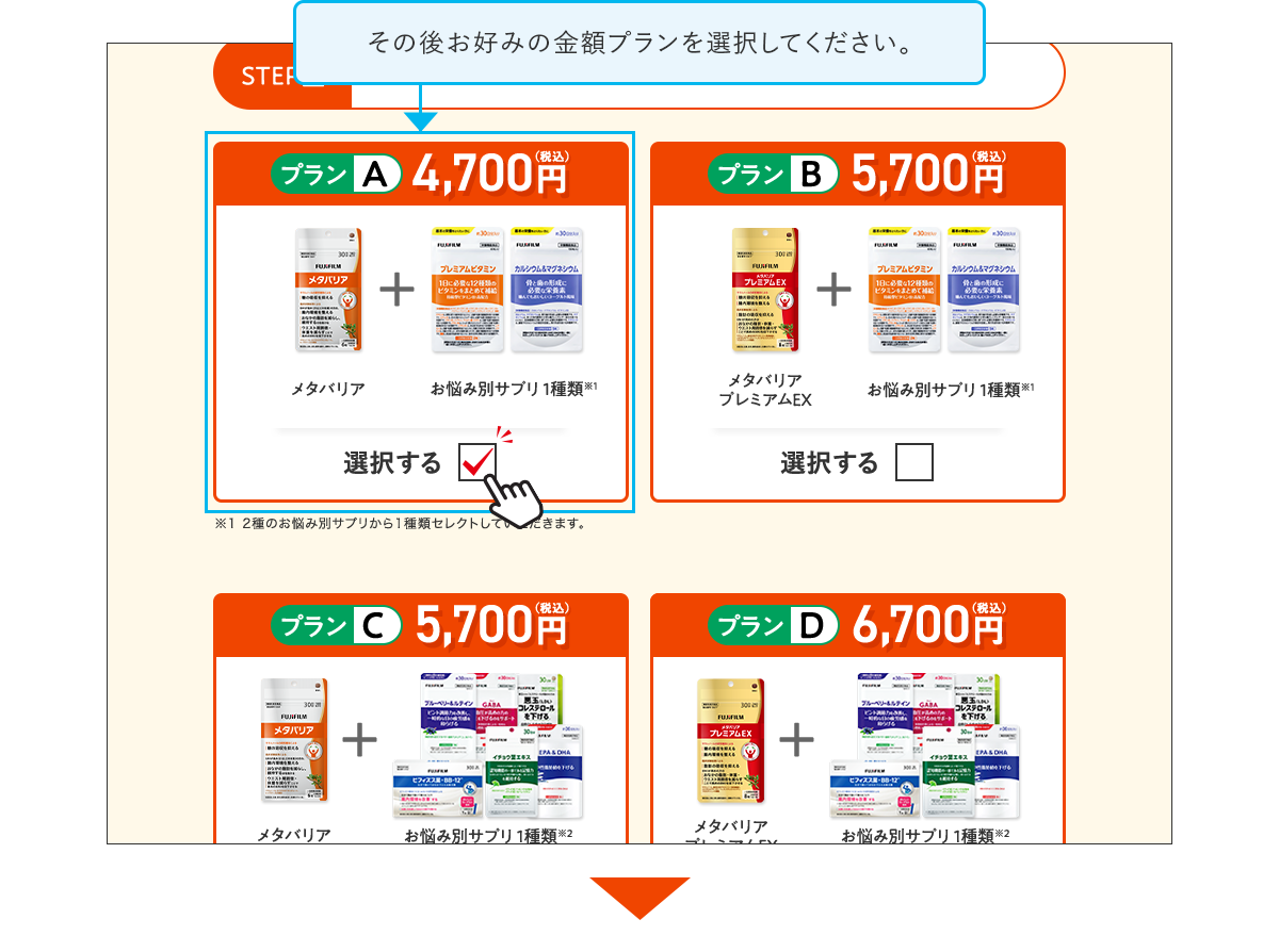 その後お好みの金額プランを選択してください。