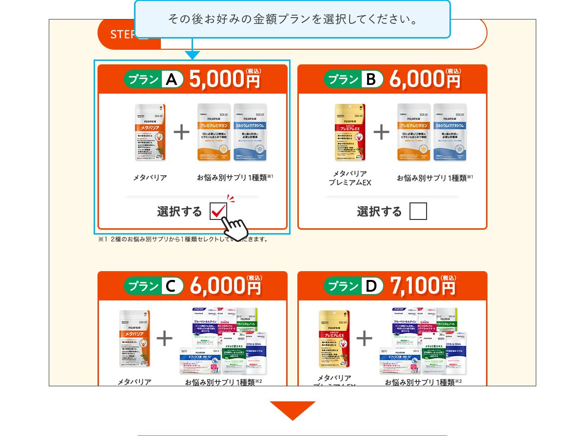 その後お好みの金額プランを選択してください。