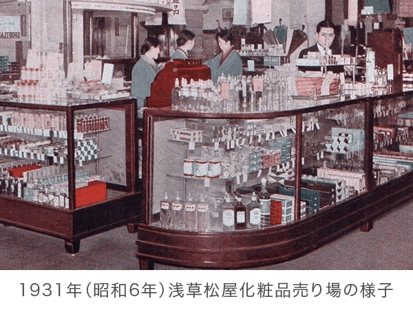 1931年(昭和6年)浅草松屋化粧品売り場の様子