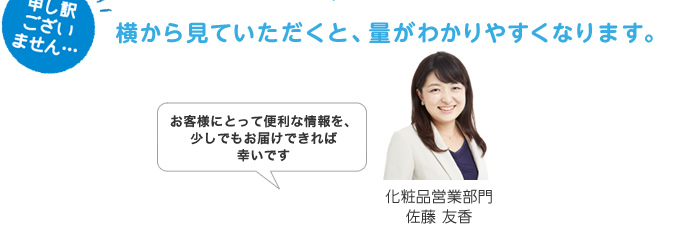 横から見ていただくと、量がわかりやすくなります。