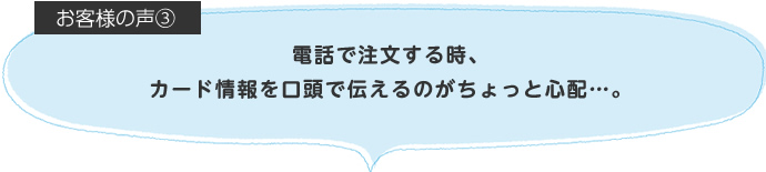 電話で注文する時、カード情報を口頭で伝えるのがちょっと心配…。