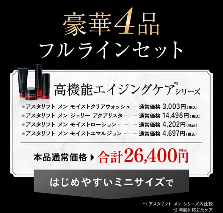 豪華４品フルラインセット はじめやすいミニサイズで