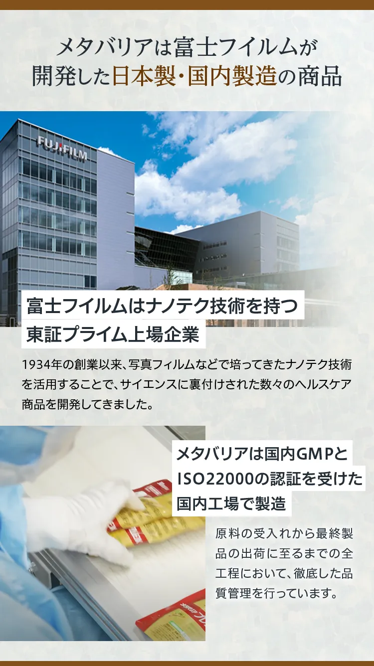 メタバリアは富士フイルムが開発した日本製・国内製造の商品