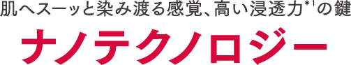 肌へスーッと染み渡る感覚、高い浸透力＊1の鍵 ナノテクノロジー