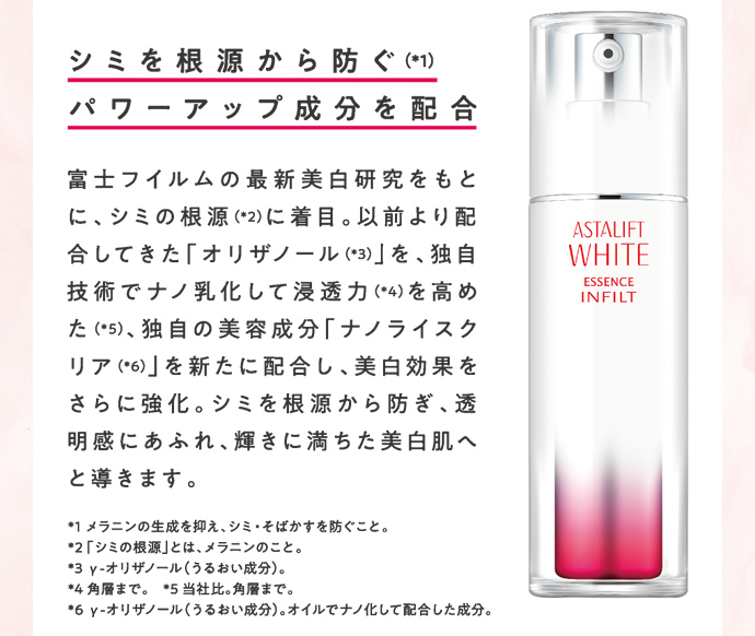 シミを根源から防ぐパワーアップ成分を配合
