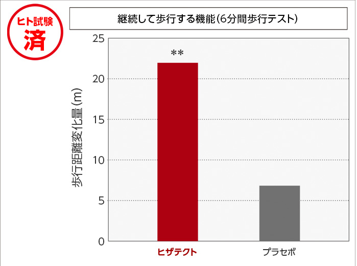 ヒト試験済 継続して歩行する機能（6分間歩行テスト）