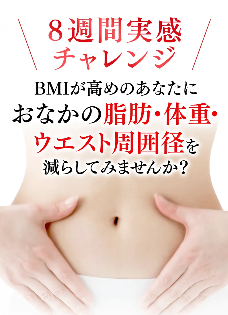 8週間実感チャレンジ BMIが高めのあなたにおなかの脂肪・体重・ウエスト周囲径を減らしてみませんか？