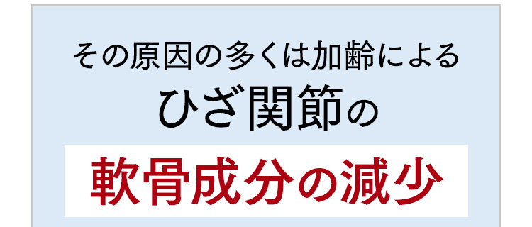 その原因の多くは加齢によるひざ関節の軟骨成分の減少