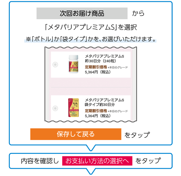 お支払い方法の選択へをタップ