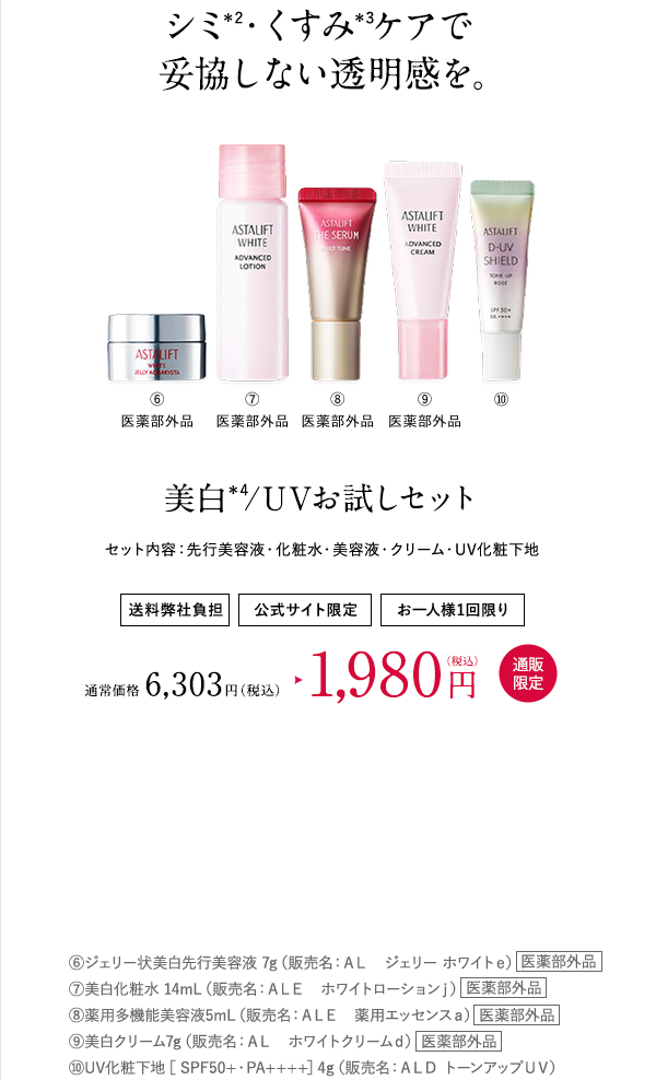 アスタリフト 美白/UVお試しセット