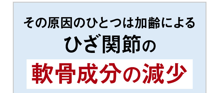 その原因のひとつは加齢によるひざ関節の軟骨成分の減少
