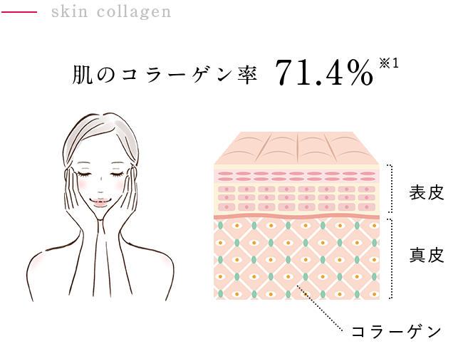肌のコラーゲン率71.4%
