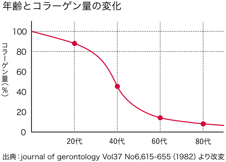 年齢とコラーゲン量の変化