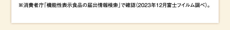 ※消費者庁「機能性表示食品の届出情報検索」で確認（2023年12月富士フイルム調べ）。