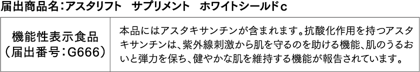 アスタリフト ホワイトシールド サプリメントc