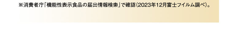 ※消費者庁「機能性表示食品の届出情報検索」で確認（2023年12月富士フイルム調べ）。