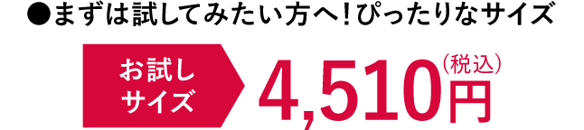まずは試してみたい方へ！ぴったりなサイズ お試しサイズ 4,510円（税込）