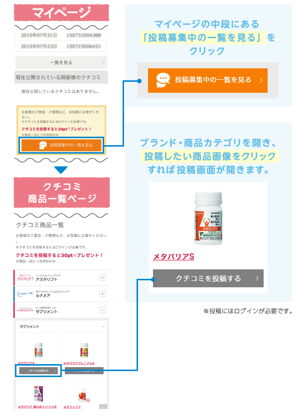 マイページの中段にある「投稿募集中の一覧を見る」をクリック