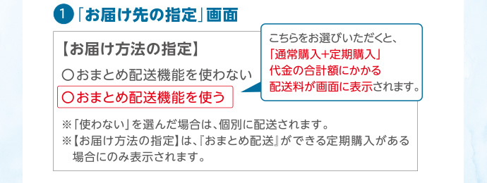 「お届け先の指定」画面