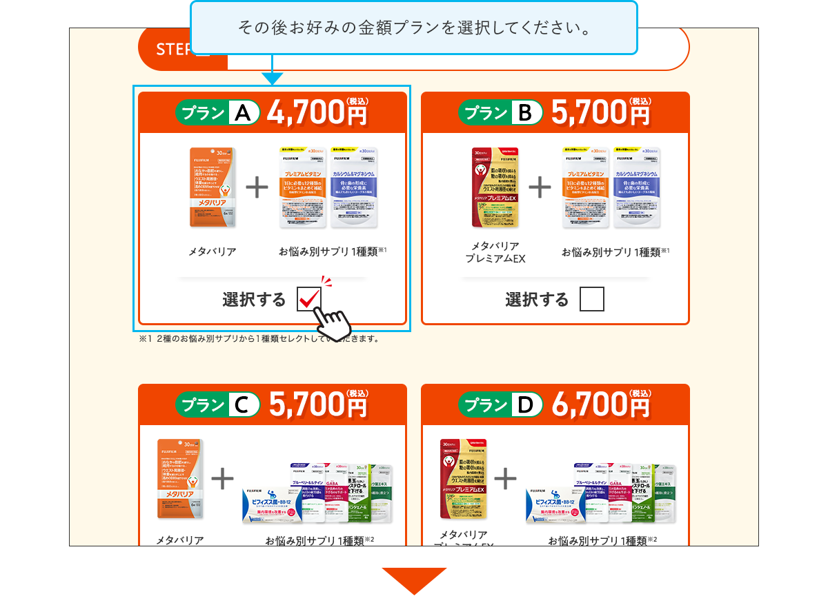 その後お好みの金額プランを選択してください。