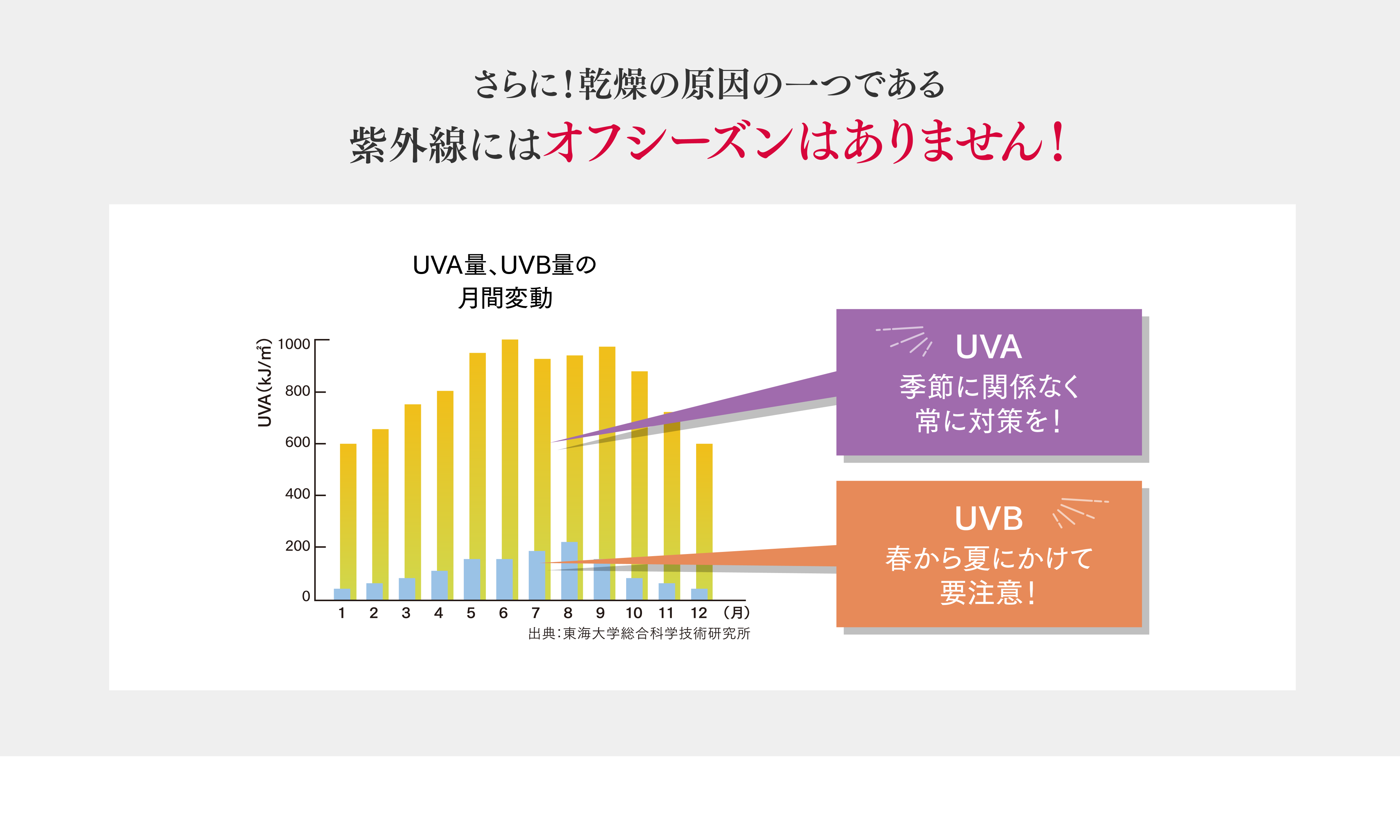 さらに!乾燥の原因である紫外線にはオフシーズンはありません!