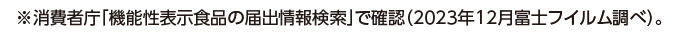 ※消費者庁「機能性表示食品の届出情報検索」で確認（2023年12月富士フイルム調べ）。