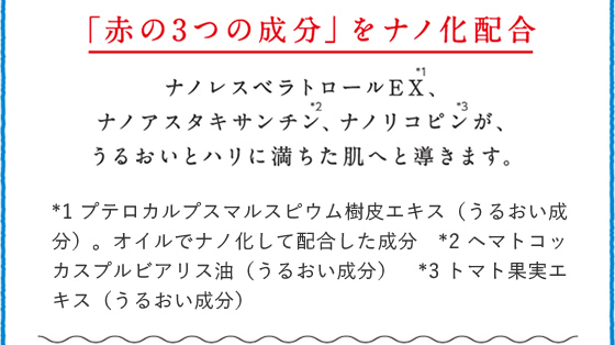 「赤の3つの成分」をナノ化配合