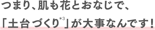 つまり、肌も花とおなじで、「土台づくり 」が大事なんです！