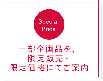 一部企画品を、限定販売・限定価格にてご案内