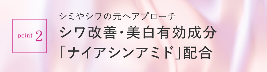 point2 シミやシワの元へアプローチシワ改善・美白有効成分「ナイアシンアミド」配合