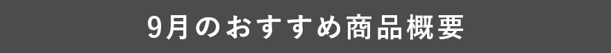 9月のおすすめ商品概要