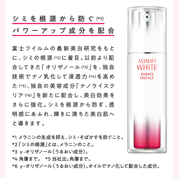 シミを根源から防ぐパワーアップ成分を配合
