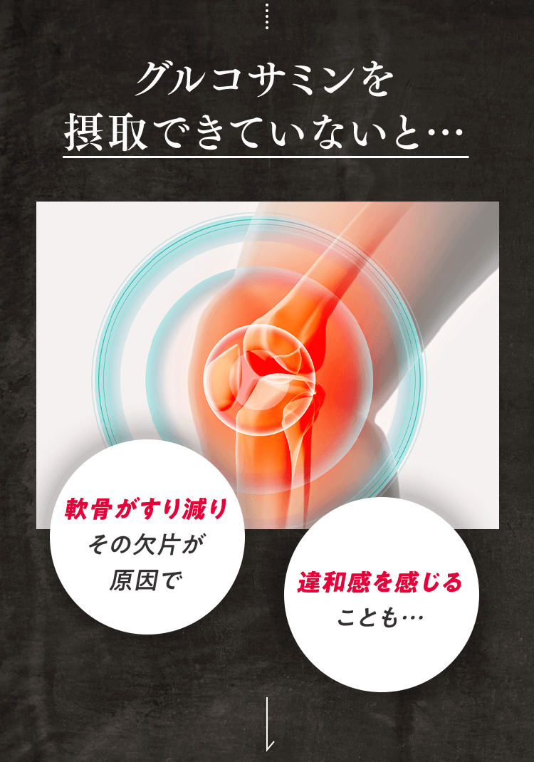 グルコサミンを摂取できていない…軟骨がすり減りその欠片が原因で違和感を感じることも…