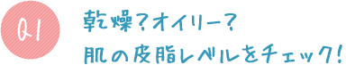 Q1:乾燥?オイリー?肌の皮脂レベルをチェック!