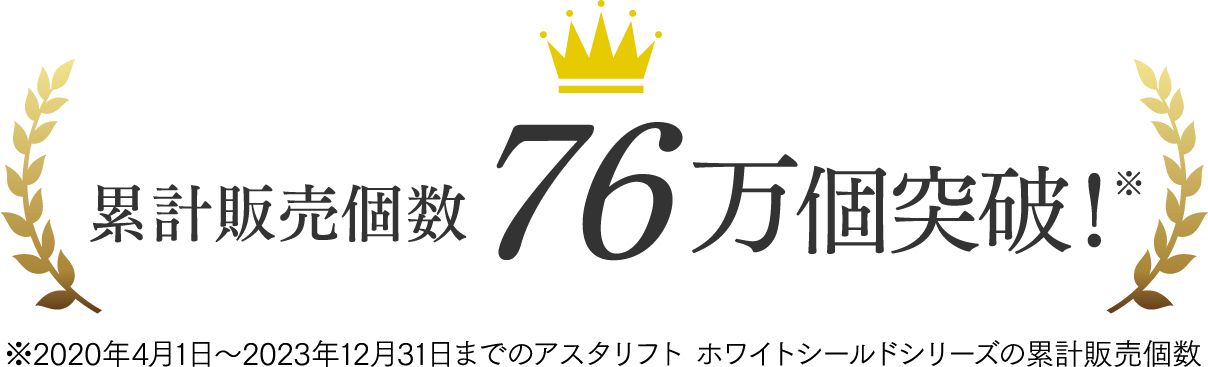 累計販売個数58万個突破！※2020年4月1日～2022年12月31日までアスタリフト ホワイトシ－ルドシリーズの累計販売個数