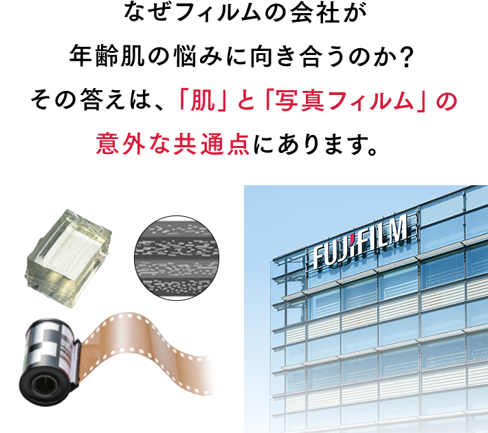なぜフィルムの会社が年齢肌の悩みに向き合うのか？その答えは、「肌」と「写真フィルム」の意外な共通点にあります。