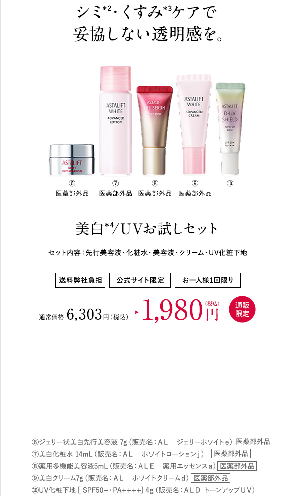 アスタリフト 美白/UVお試しセット
