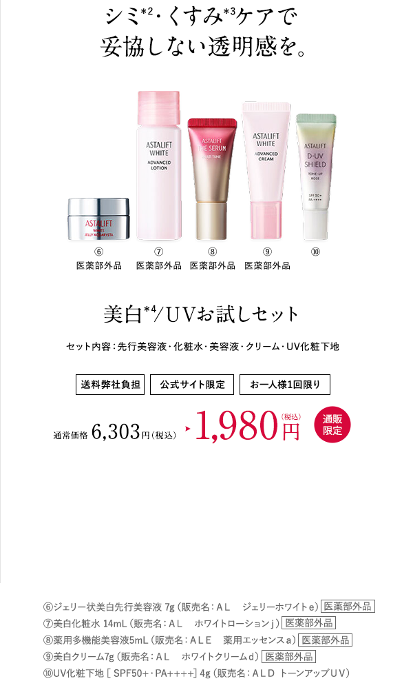 アスタリフト 美白/UVお試しセット