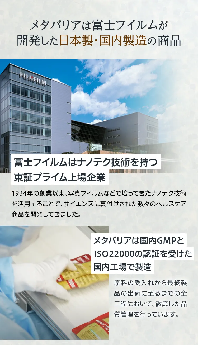 メタバリアは富士フイルムが開発した日本初・国内製造の商品