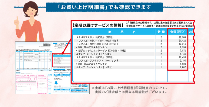 「お買い上げ明細書」でも確認できます。