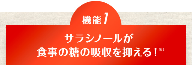 【機能1】サラシノールが食事の糖の吸収を抑える！