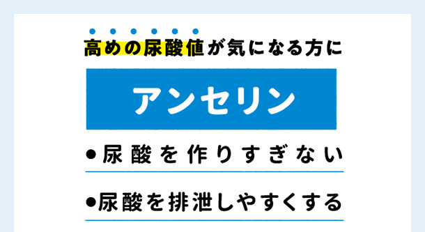 高めの尿酸値が気になる方に アンセリン