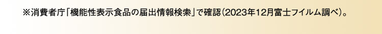 ※消費者庁「機能性表示食品の届出情報検索」で確認（2023年12月富士フイルム調べ）。
